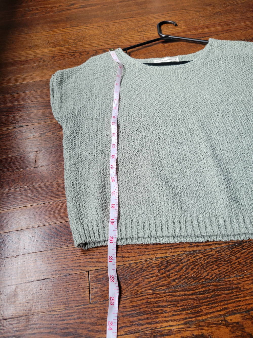 Moon & Madison short sleeve sweater cropped textured knit Sage Green Sz Small - Picture 11 of 13
